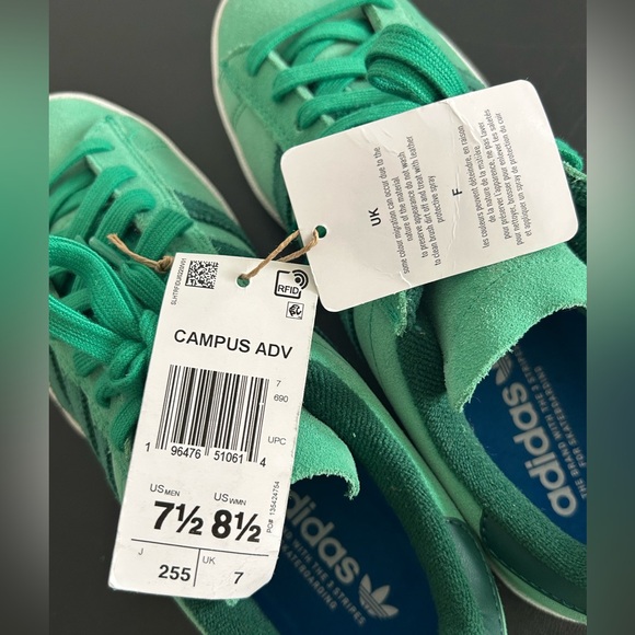 NEW ADIDAS Campus ADV Skate Shoes UNISEX Collegiate Green/White SUEDE LACE UP - Picture 7 of 7